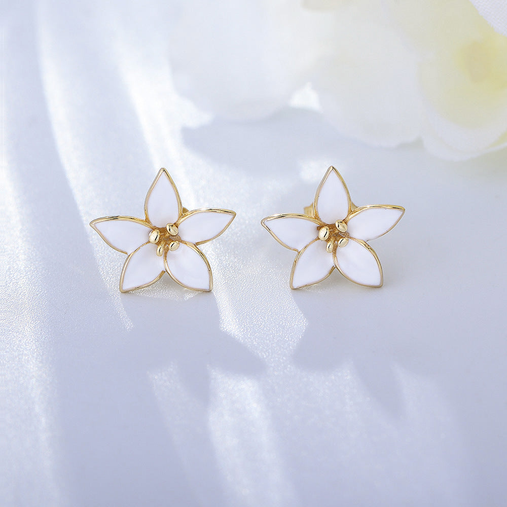 Retro Flowers Silver Studs Earrings for Women