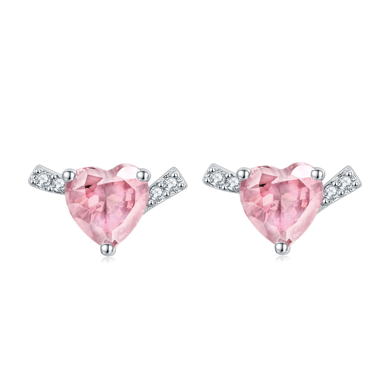 Heart Zircon silver studs earrings for women