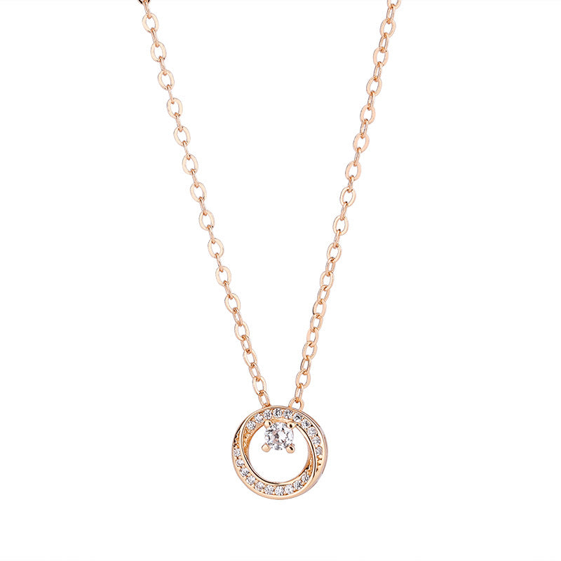 Mobius Circle with Zircon Pendant Silver Necklace for Women