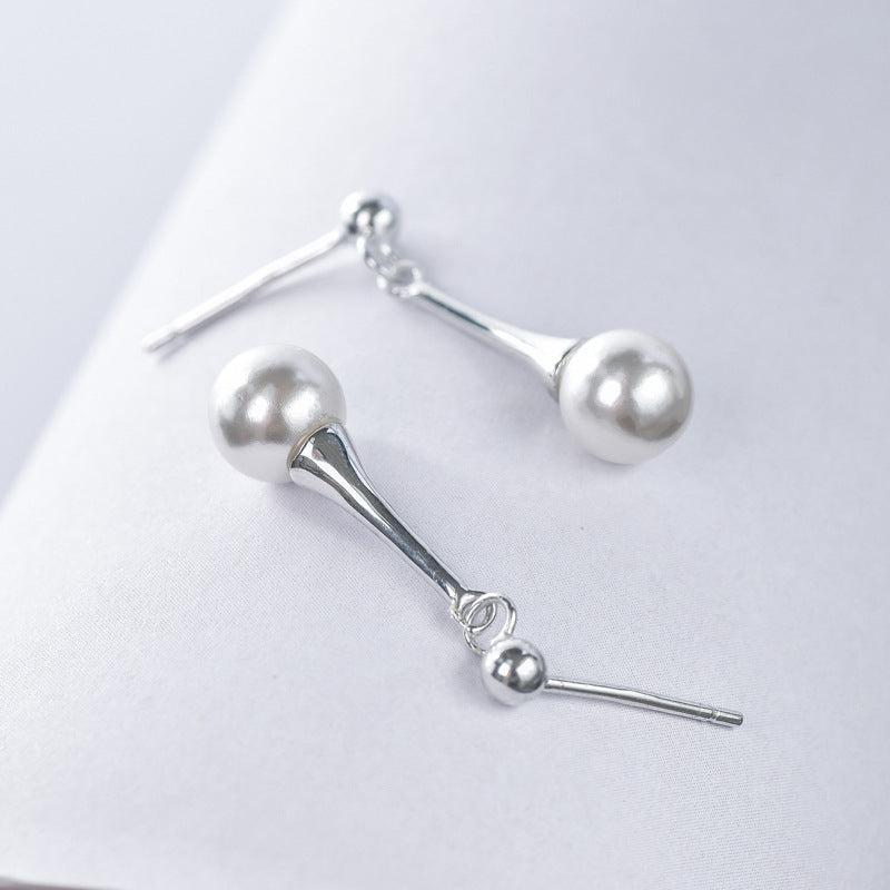 Drop Shape with Pearl Silver Drop Earrings for Women