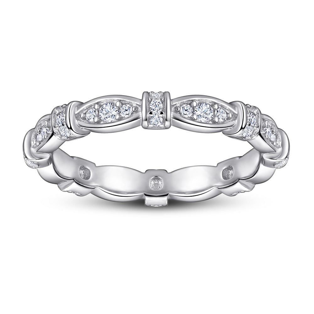 Full Row Marquise Shape with Zircon Silver Ring for Women