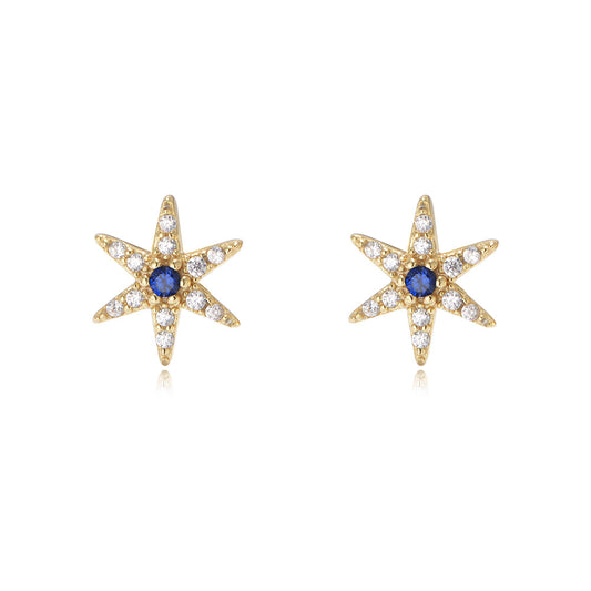 Zircon Six-pointed Star Silver Studs Earrings for Women