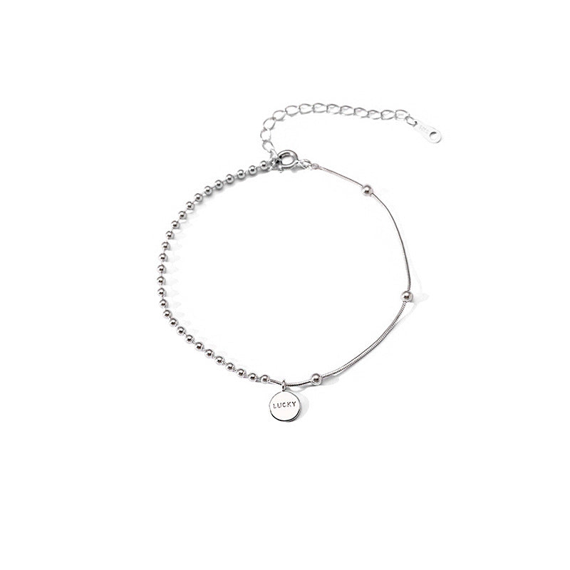 Lucky Coin Shape Silver Bracelet for Women