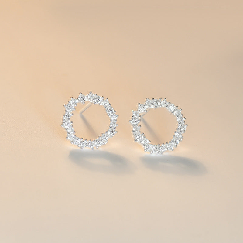 Zircon Garland Silver Stud Earrings for Women