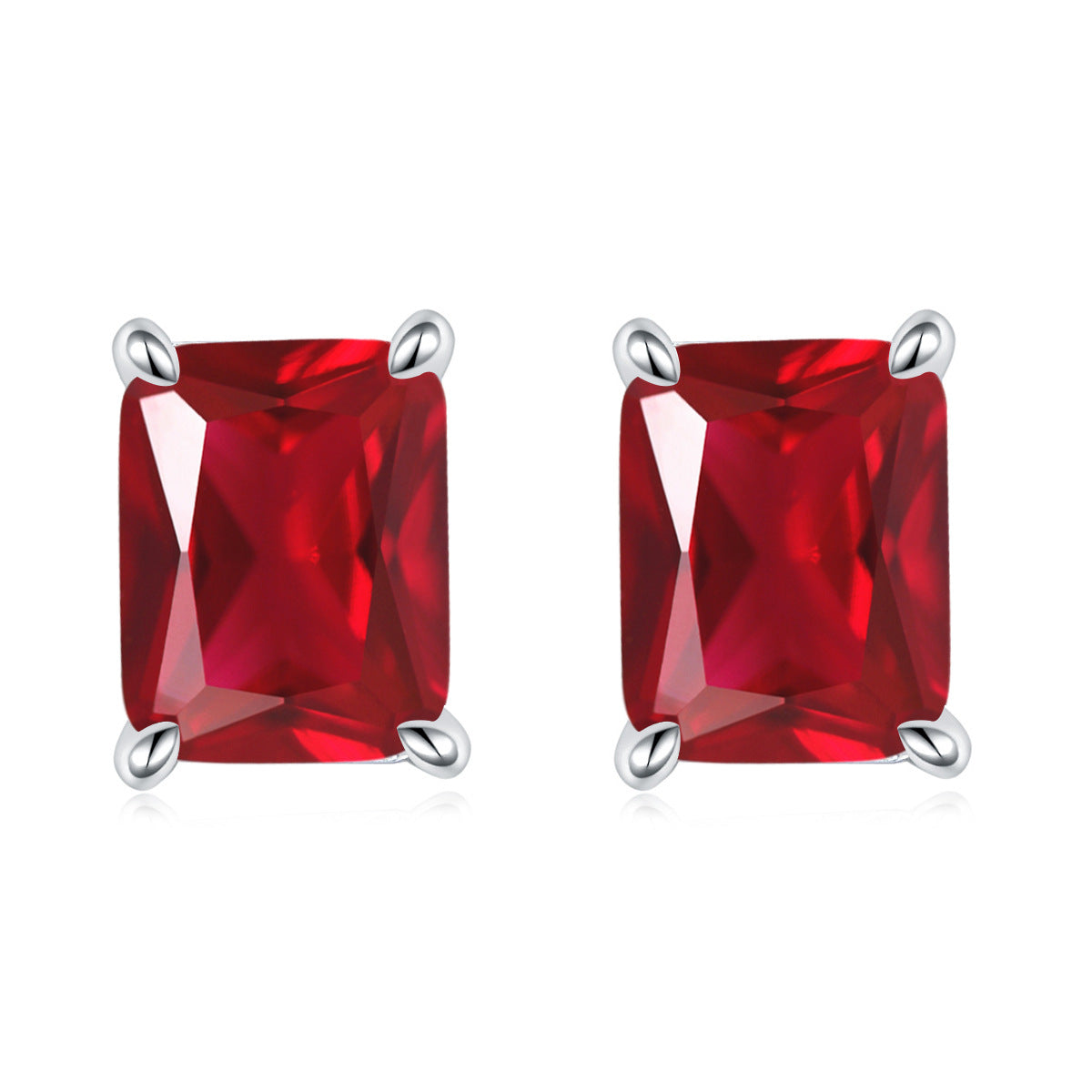 Rectangle Zircon Silver Studs Earrings for Women