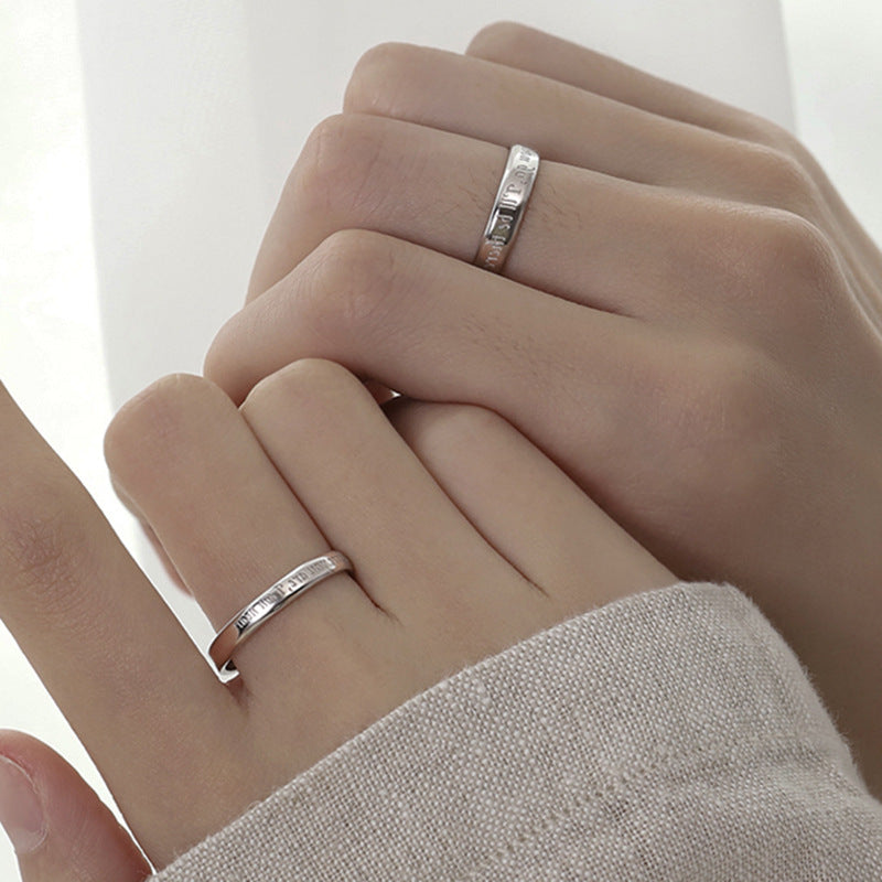 Letter Silver Couple Ring for Women