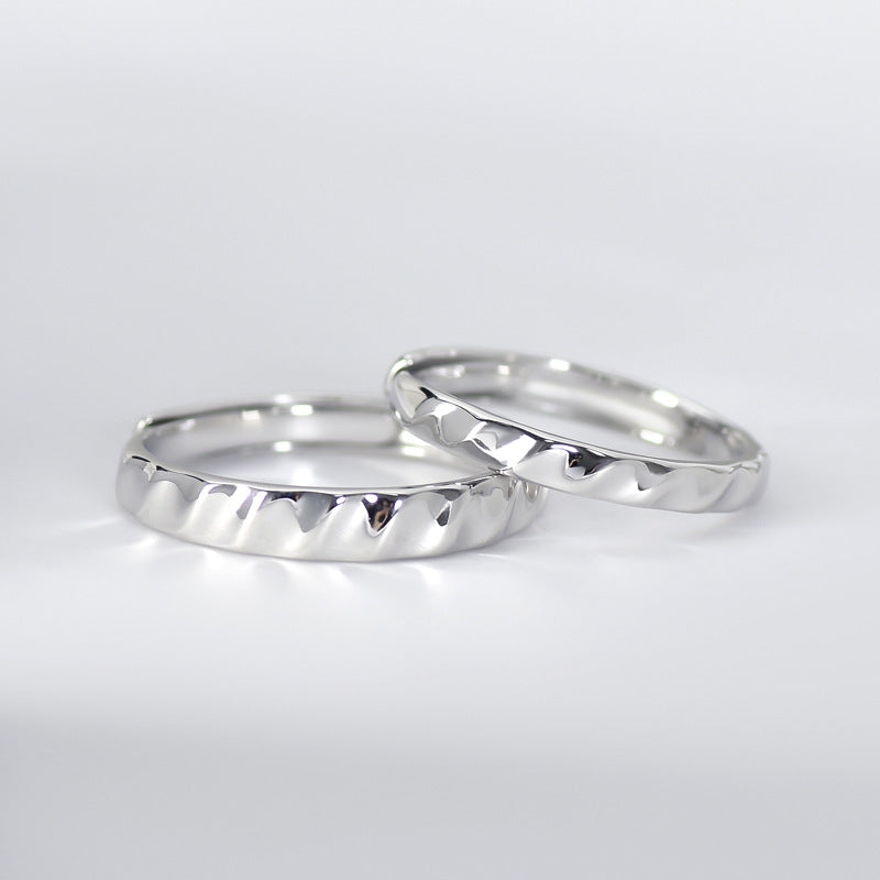 Wave Curved Face Silver Couple Ring