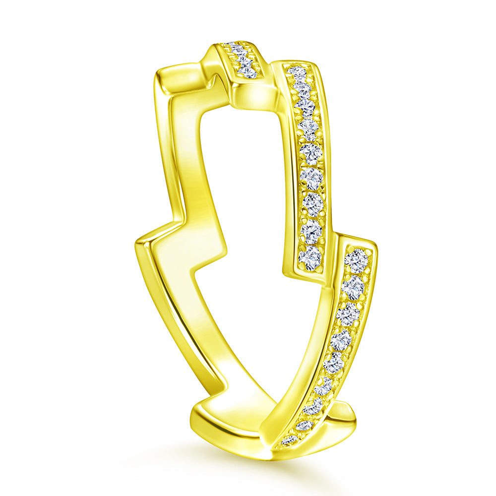 Zircon Wavy Silver Ring