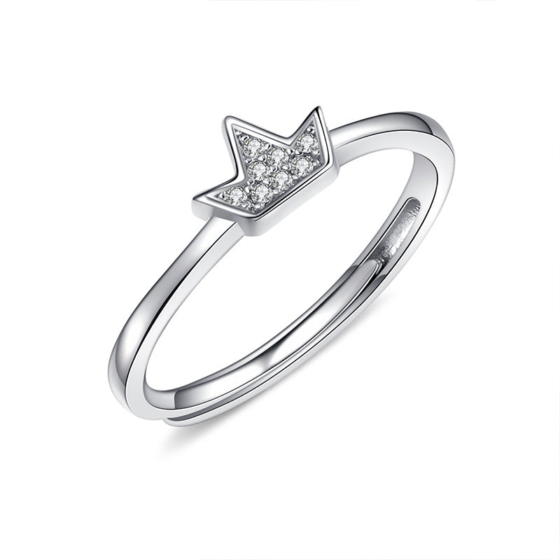 Samll Zircon Crown Silver Ring