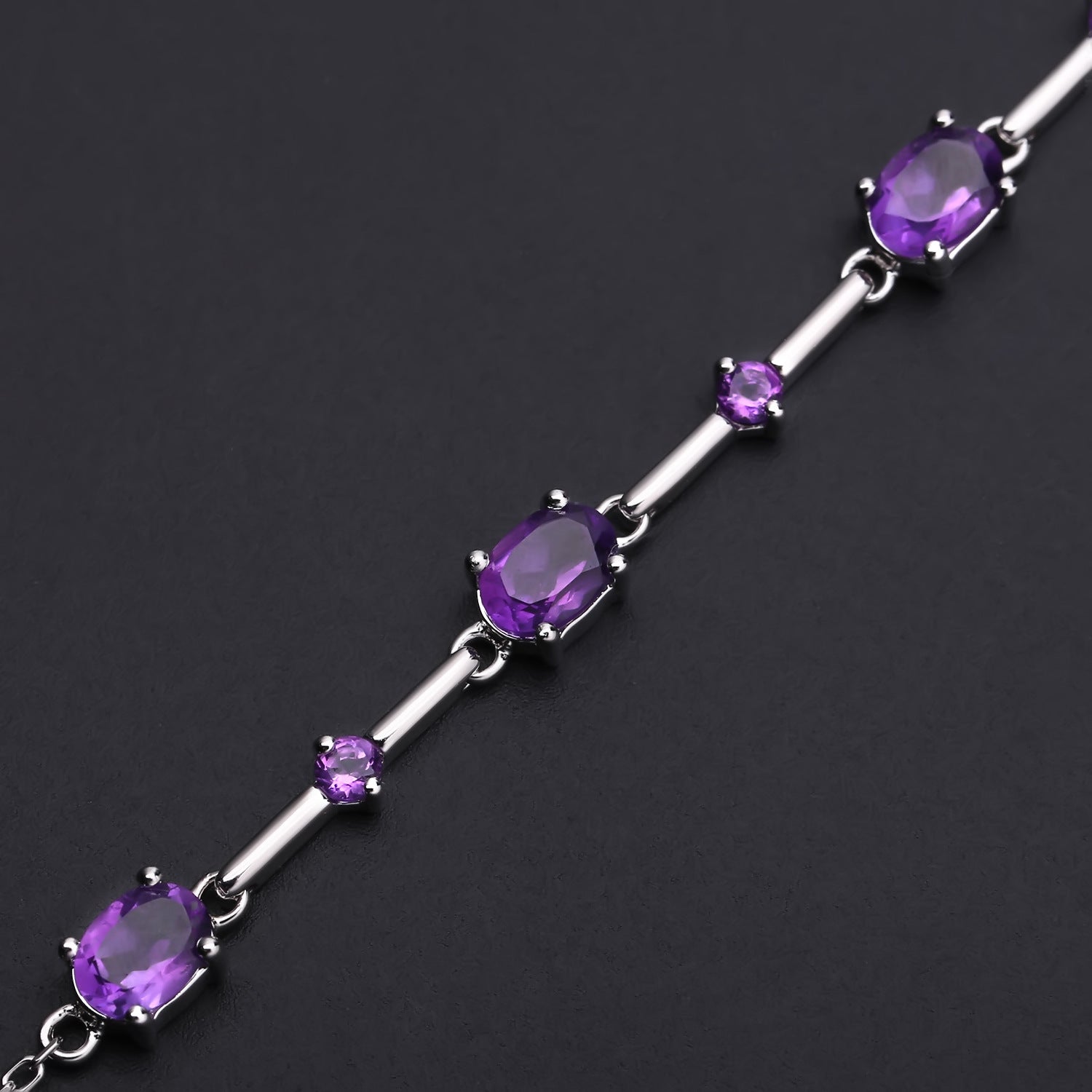 European Purple Color Crystal S925 Silver Bracelet for Women