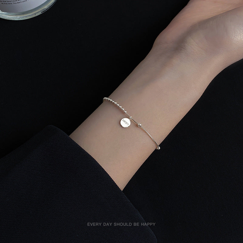 Lucky Coin Shape Silver Bracelet for Women