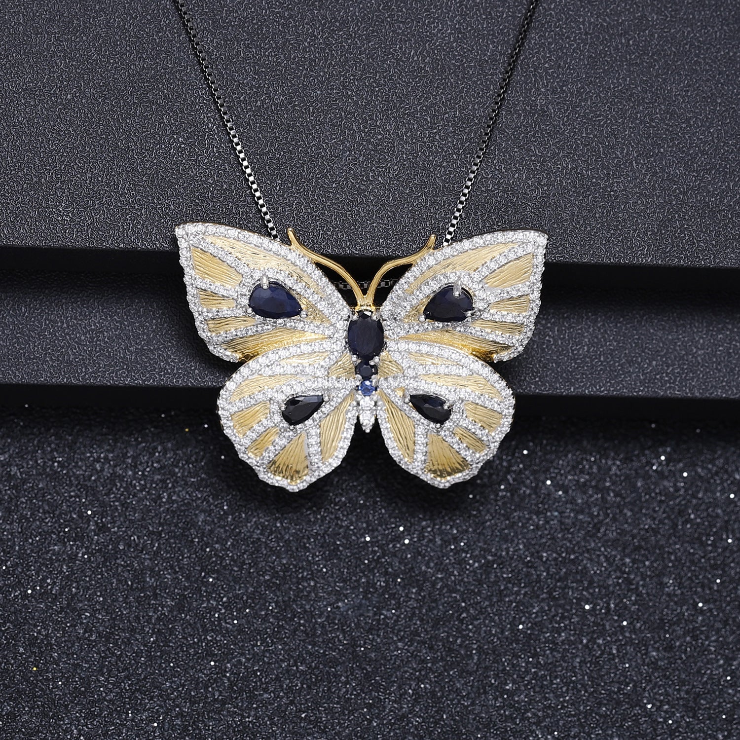 Colourful Gemstones Brooch Pendant Dual-use Design Butterfly Silver Necklace Pendant for Women