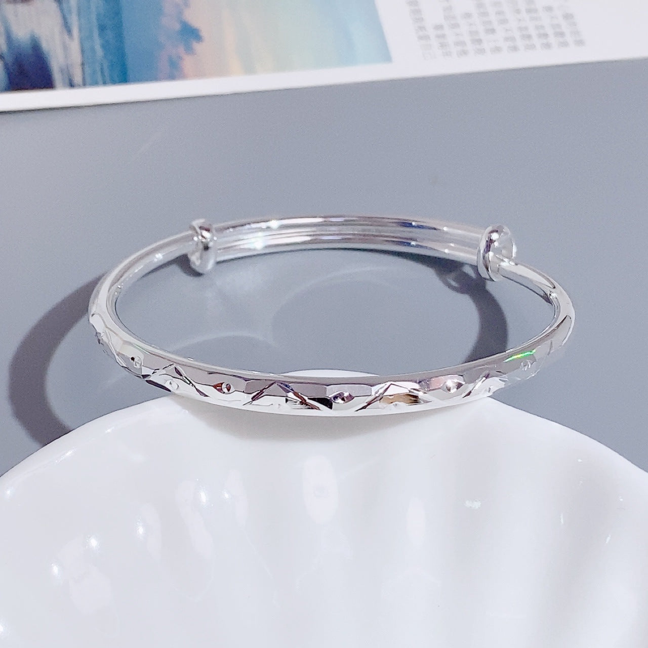 Wave Pattern Push-pull Silver Bracelet for Women