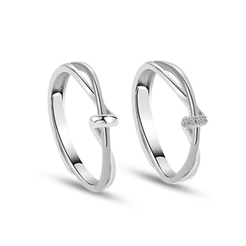 Twin Knot Silver Couple Ring