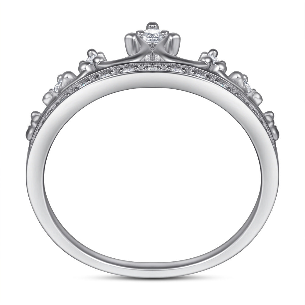 Crown with Zircon Silver Ring for Women