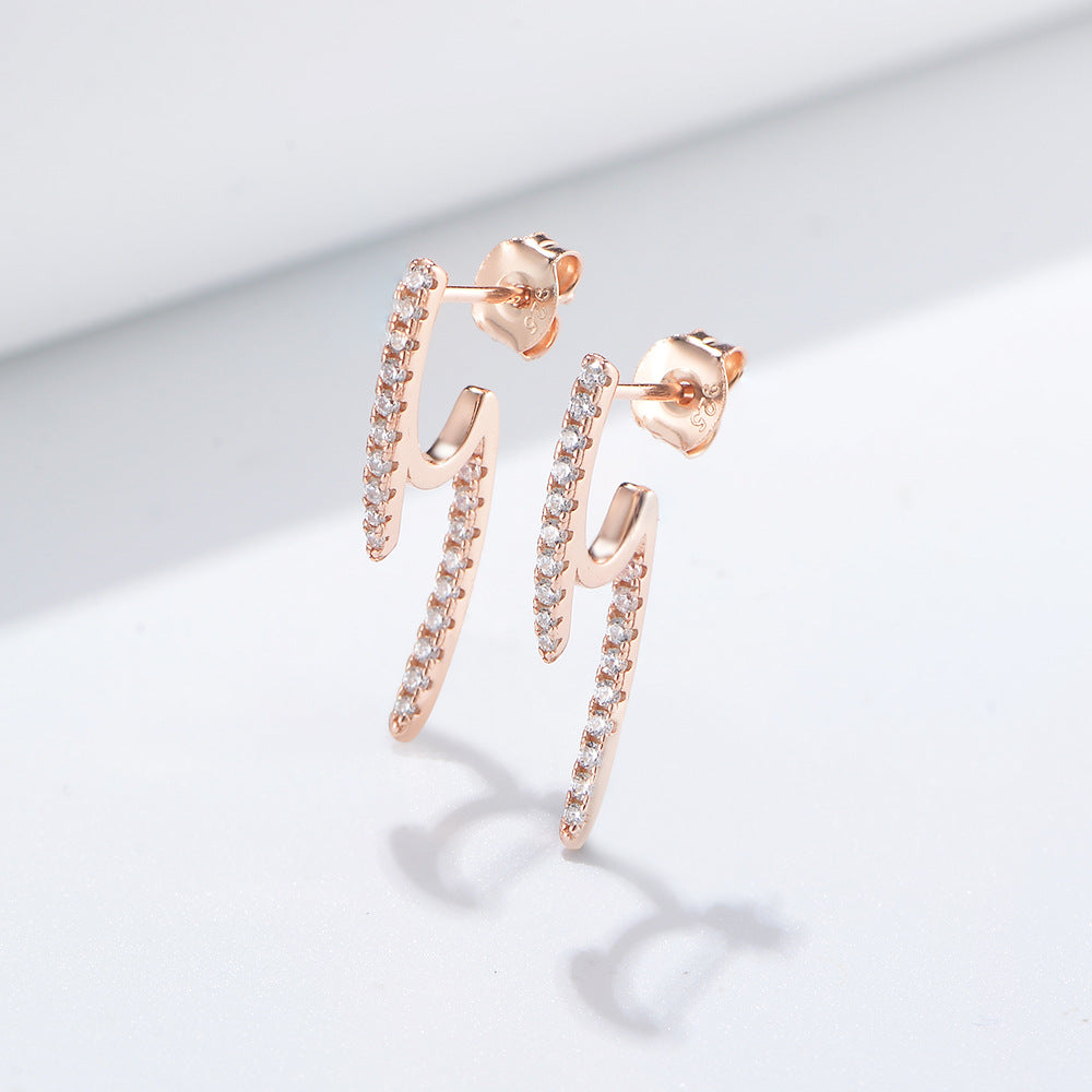 Zircon Geometric Shape Silver Studs Earrings for Women