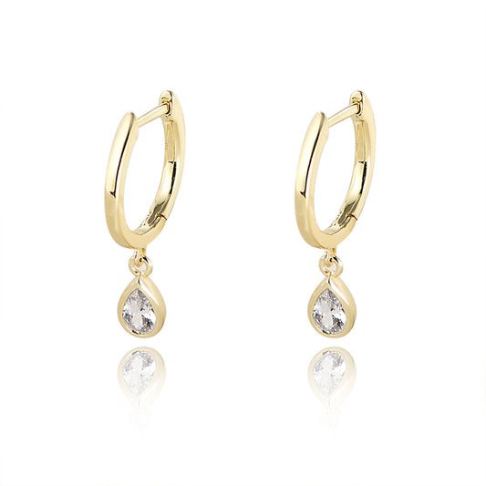 Water Drop Zircon Silver Drop Earrings for Women