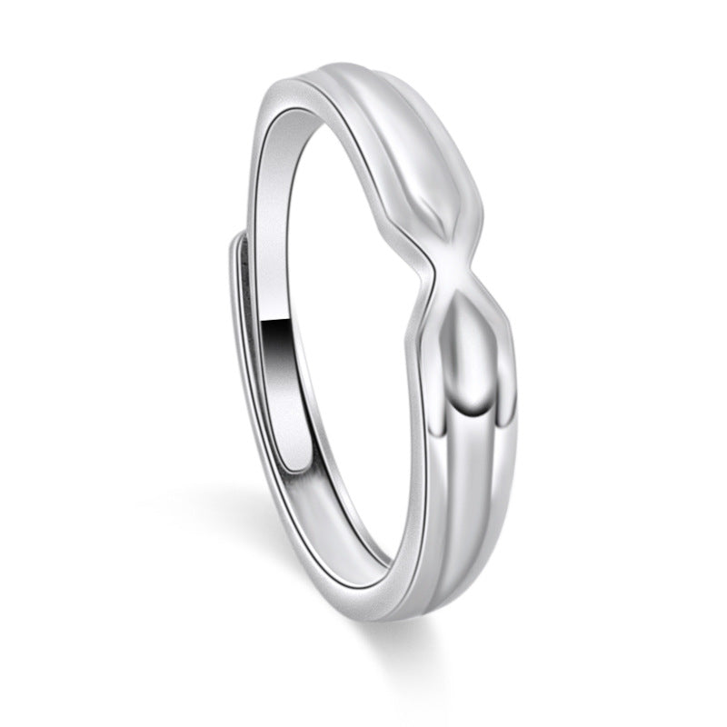 X Cross Silver Couple Ring