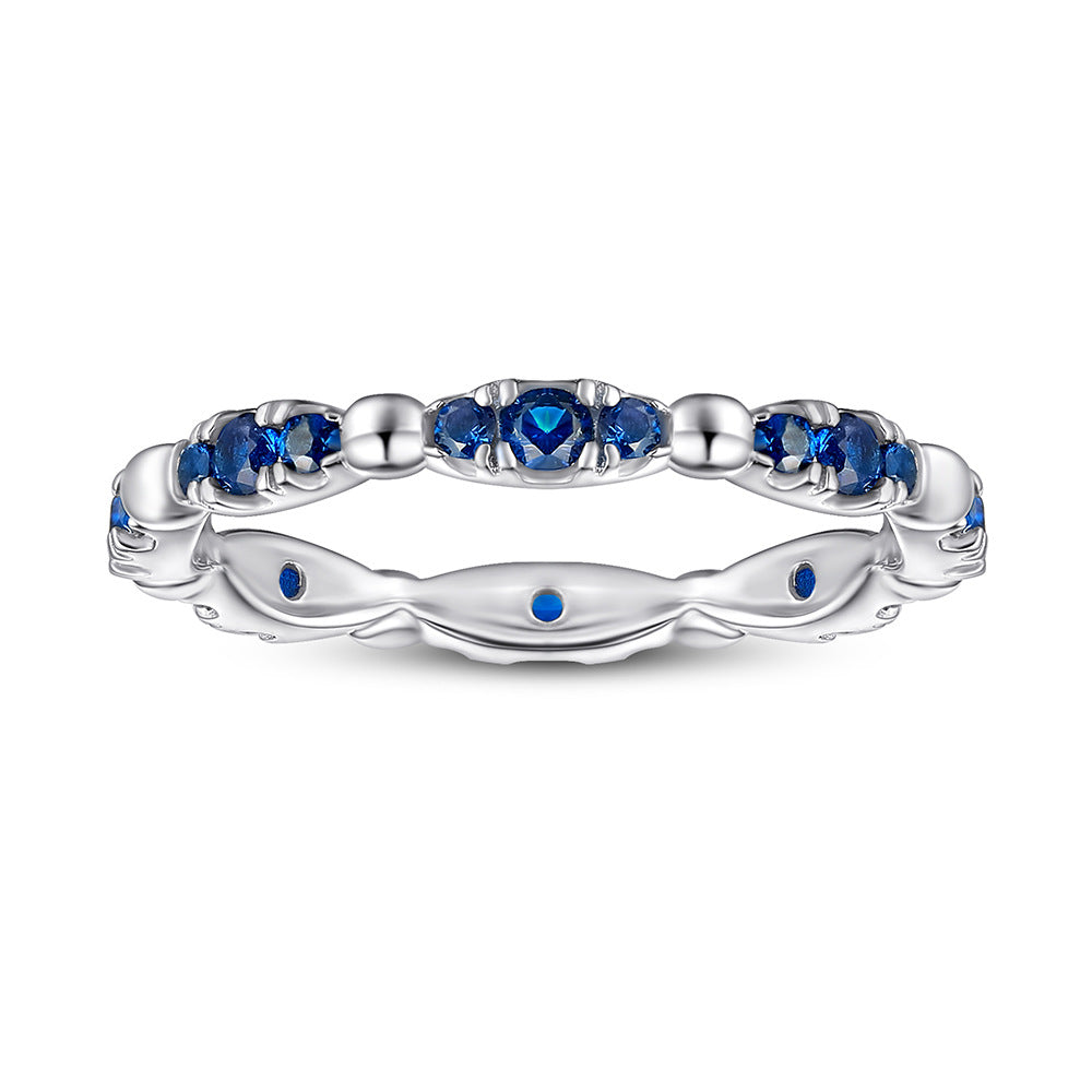 Full Row Marquise Shape with Blue Zircon silver Ring for Women