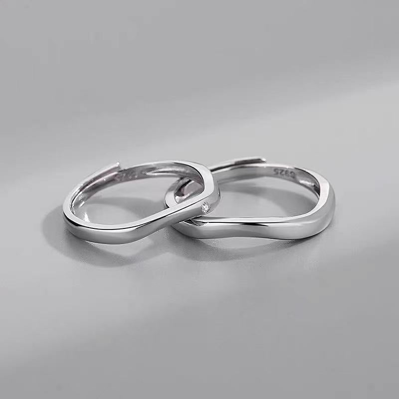 Irregular Silver Couple Rings for Women