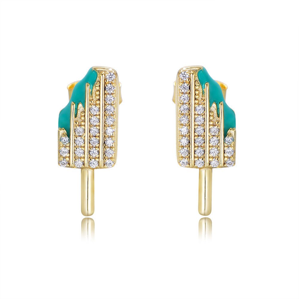 Zircon Ice Cream Silver Studs Earrings for Women