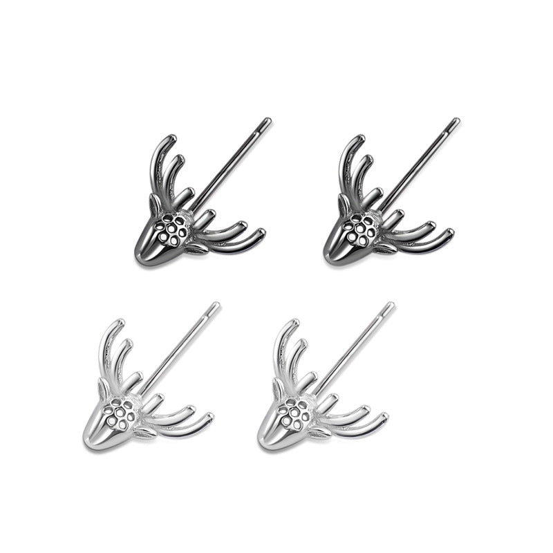 Elk Antler Silver Studs Earrings for Women