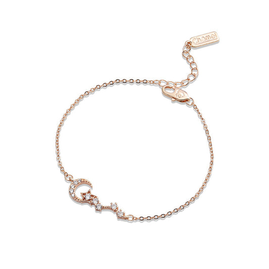 Zircon Moon Star Silver Bracelet for Women