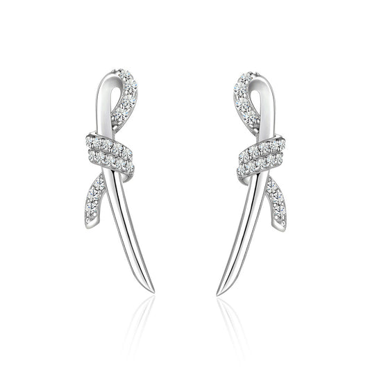 Zircon Knot Silver Studs Earrings for Women