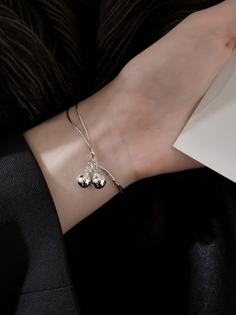 Small Bell Ball Silver Bracelet for Women