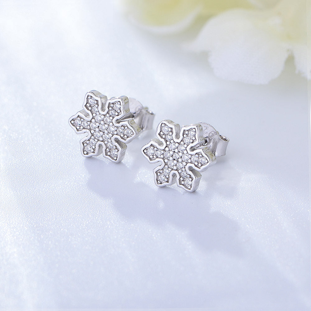 Zircon Snowflake Series Silver Studs Earrings for Women