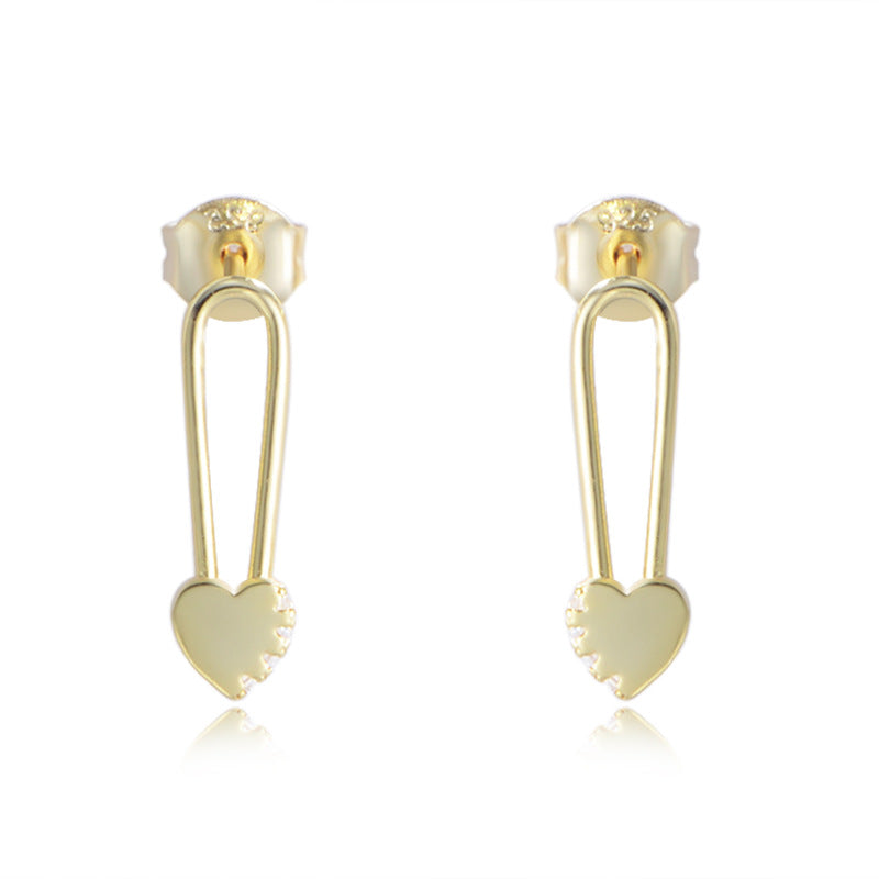 Heart-shaped Paper Clip Silver Studs Earrings for Women