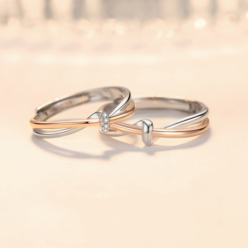 Twin Knot Silver Couple Ring