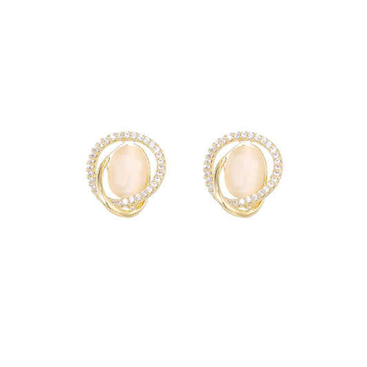 Opal Stone Silver Studs Earrings for Women