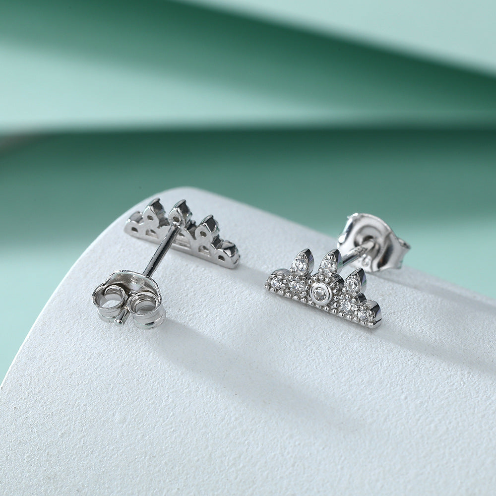 Zircon Crown Silver Studs Earrings for Women