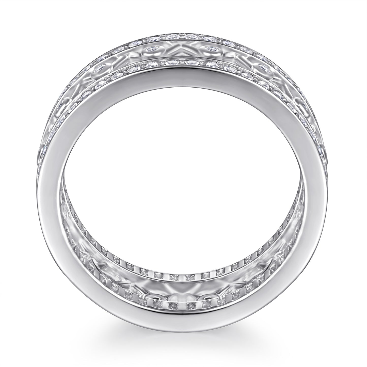 Zircon Hollow Mesh Design Silver Ring