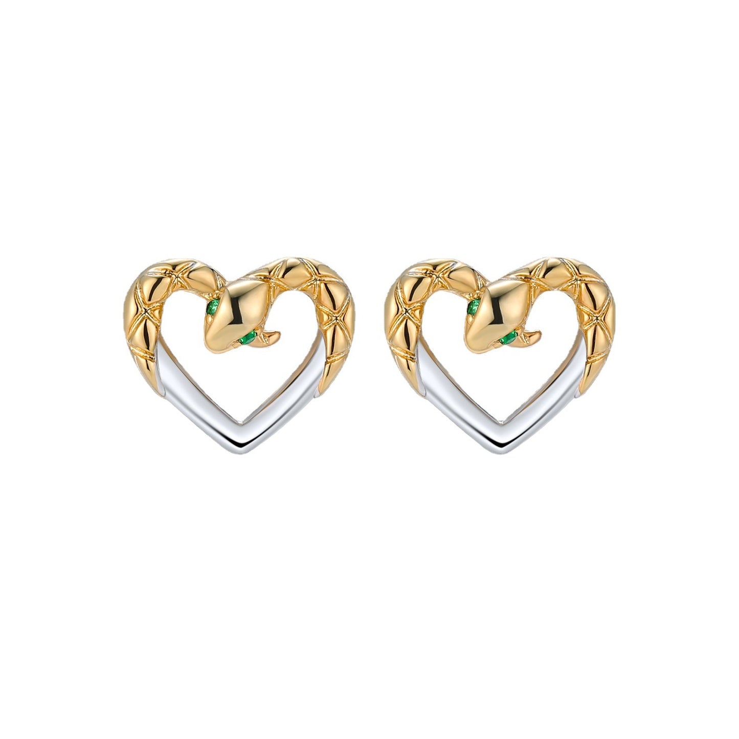 Snake Heart-shaped Silver Studs Earrings for Women