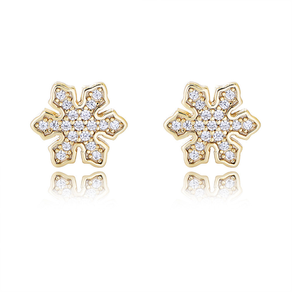 Zircon Snowflake Series Silver Studs Earrings for Women