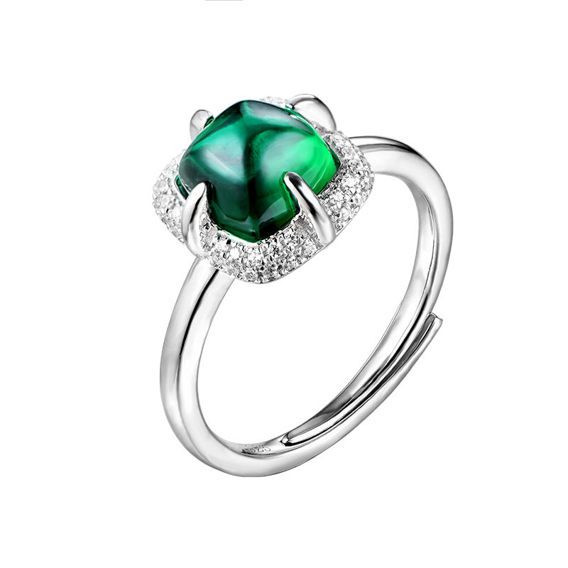 2.4Carat Square Lab Created Emerald Opening Ring