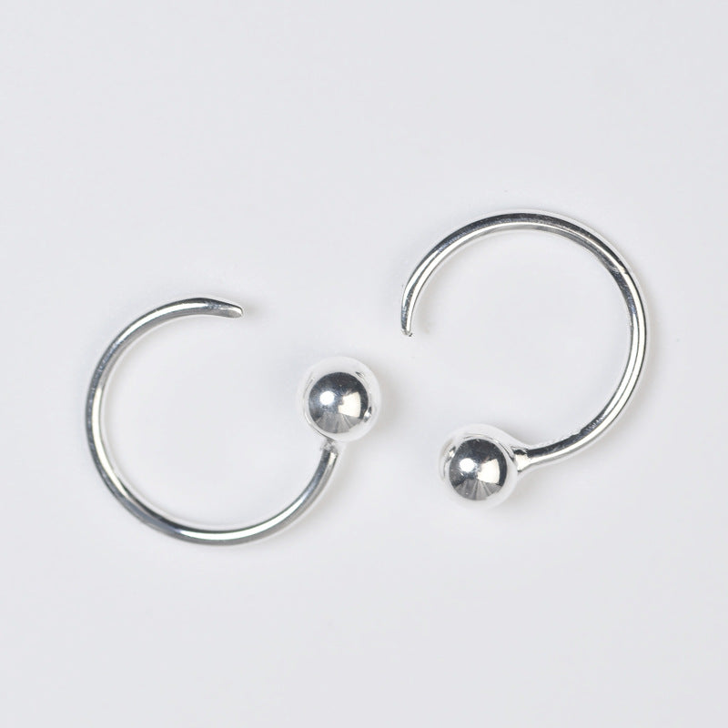 Round Bead Silver Hook Earrings for Women