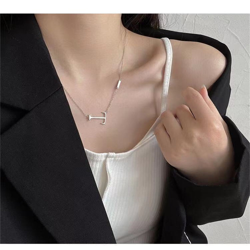 (Two Colours) Letter T Pendants 925 Silver Collarbone Necklace for Women