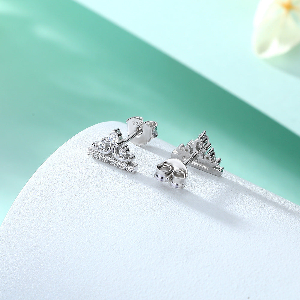 Zircon Crown Silver Studs Earrings for Women