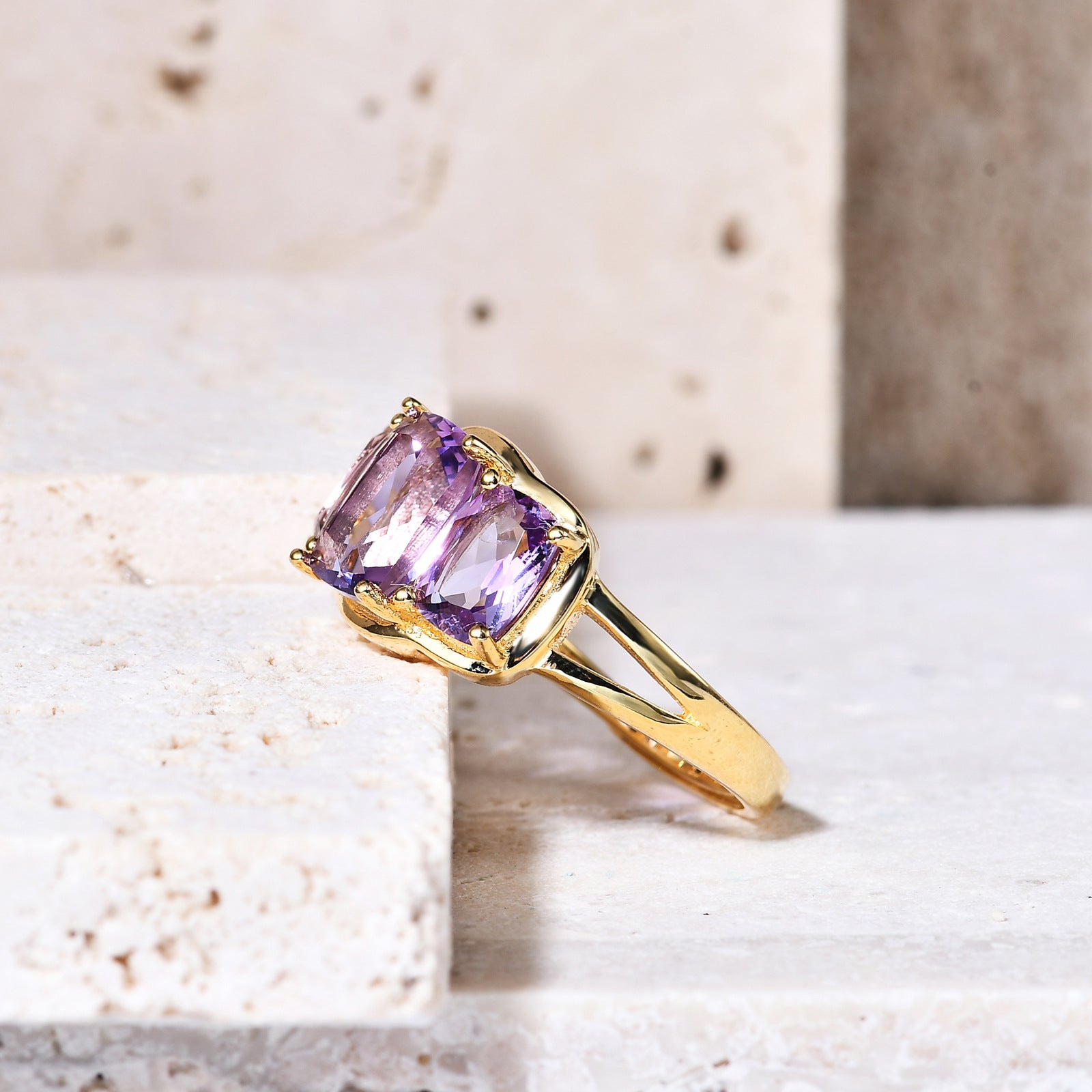 Amethyst Ring with Marquise Stones