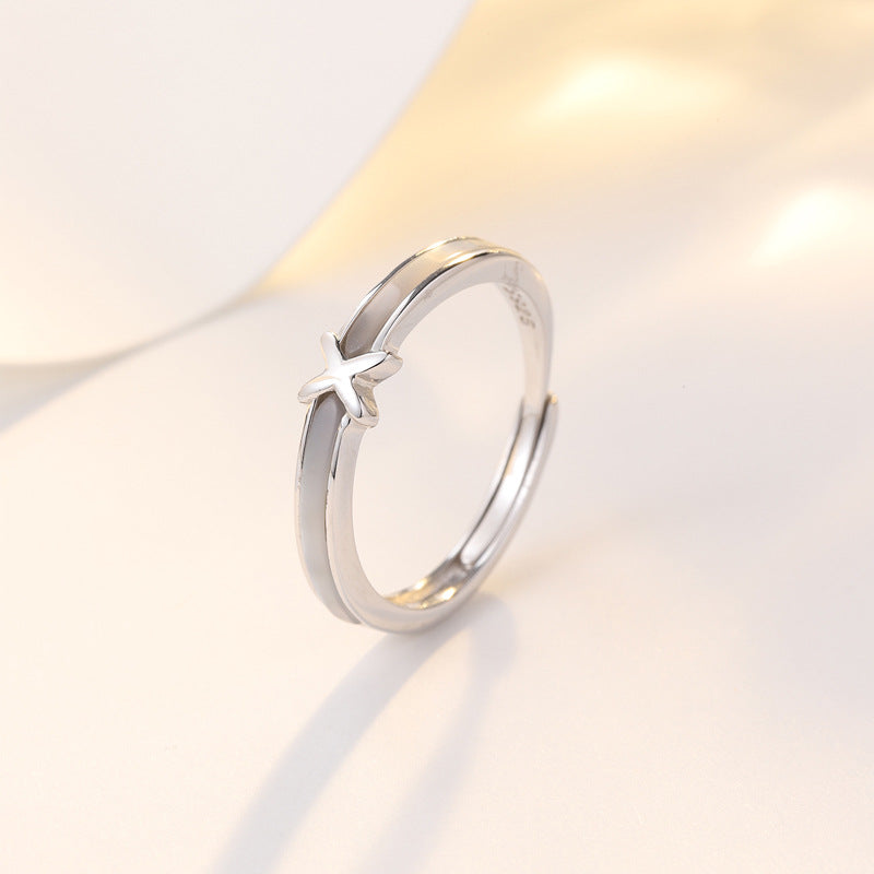 X Shape Silver Ring