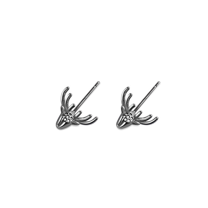 Elk Antler Silver Studs Earrings for Women