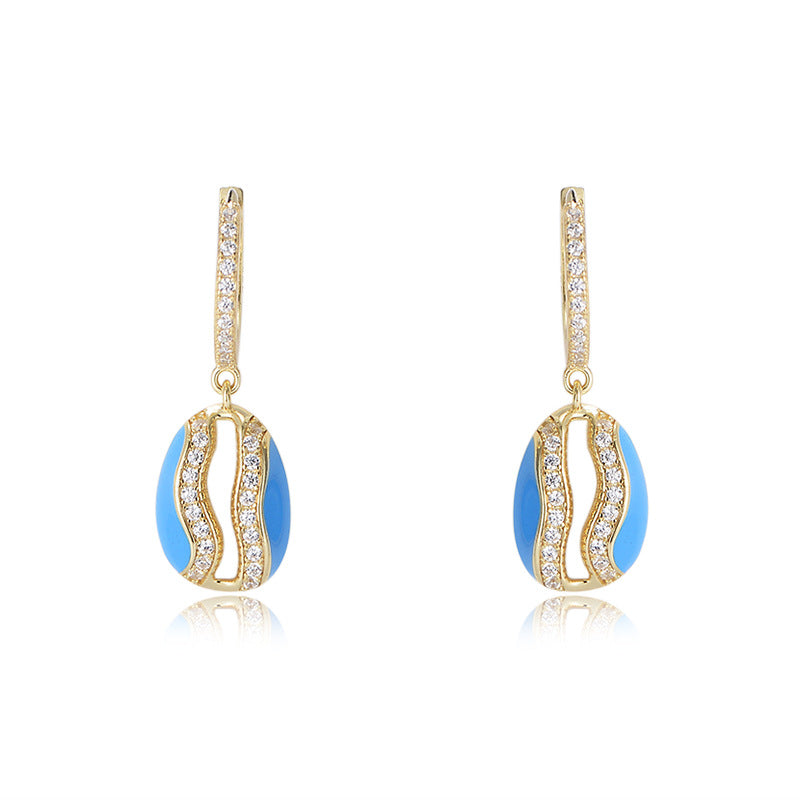 Oval shape with Zircon Silver Drop Earrings for Women