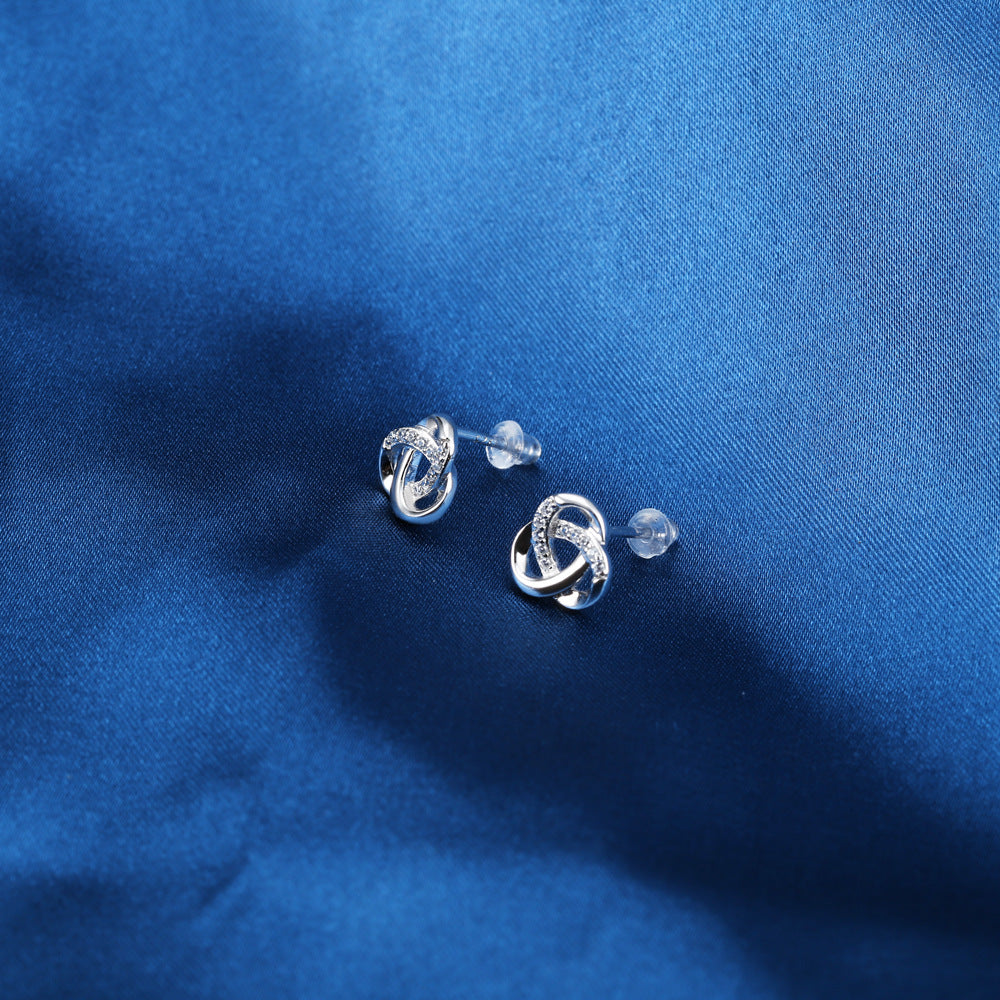 Zircon Clover Silver Studs Earrings for Women