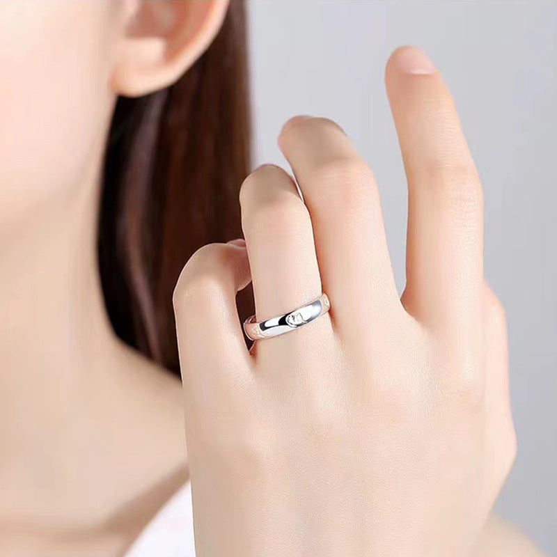 Character Pattern Silver Ring for Women