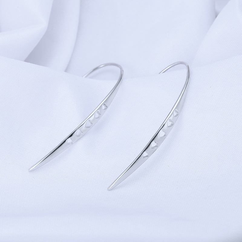 Hollow Heart-shape Silver Hook Earrings for Women