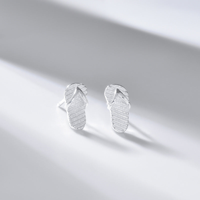 Mini Slippers Silver Stud Earrings for Women