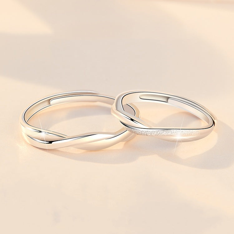 Intertwined Design Silver Couple Ring for Women